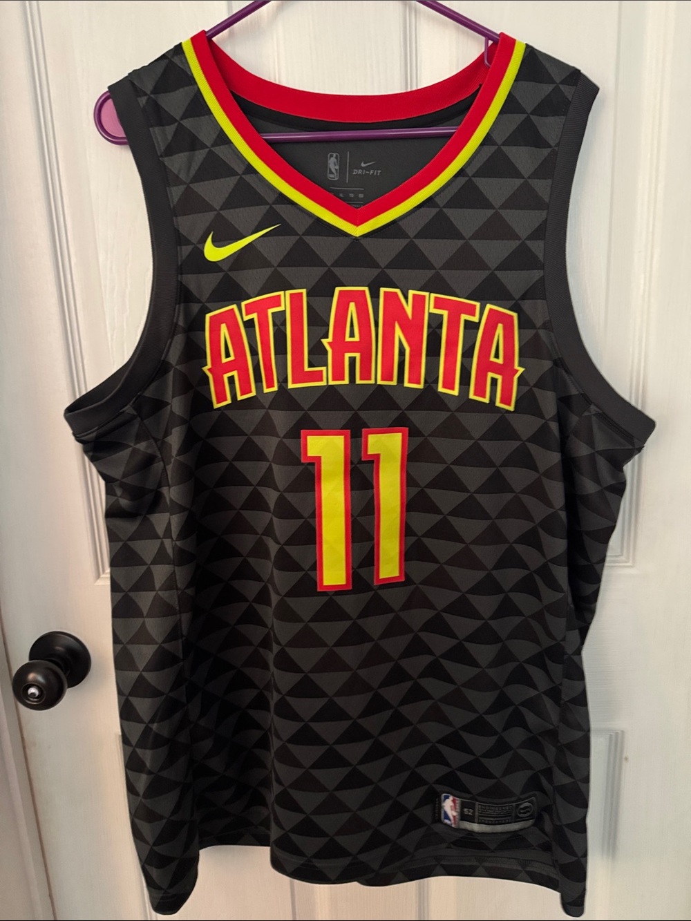 Nike Black Atlanta Hawks #11 Men’s Basketball Jersey with Yellow & Red Trim